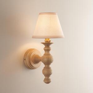 Lenoir Vintage White 16cm Shade Wood Wall Light In Natural Ash