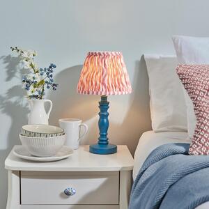 Riyadh Coral Pink 20cm Shade Wood Table Lamp In Marlin Blue