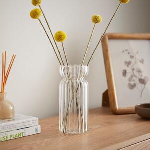 Single Waisted Ribbed Glass Vase