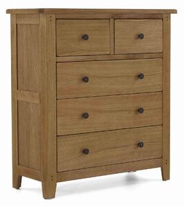 Broadway Oak 2 Over 3 Drawer Chest | Solid Wood Bedroom Storage | Roseland Furniture
