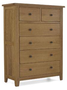 Broadway Oak 2 Over 4 Drawer Chest | Solid Wood Bedroom Storage | Roseland Furniture