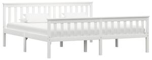 Bed Frame without Mattress White Solid Pinewood 180x200 cm Super King