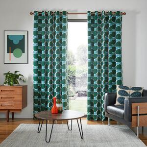 Orla Kiely Block Stem Ready Made Eyelet Curtains Jade