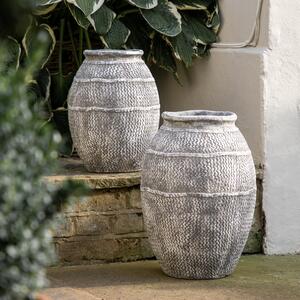 Leverton Ribbed Cement Indoor Outdoor Vase Grey