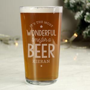 Personalised Wonderful Time Of The Year Pint Glass Clear