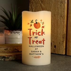 Personalised Trick or Treat Pumpkin LED Candle