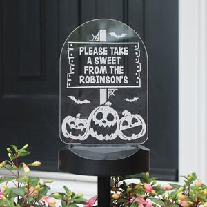 Personalised Pumpkin Sign Outdoor Solar Light