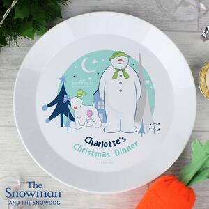 Personalised The Snowman and Snowdog Christmas Plate White