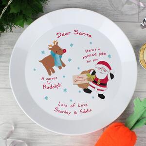 Personalised Santa & Rudolph Christmas Eve Mince Pie Plastic Plate White
