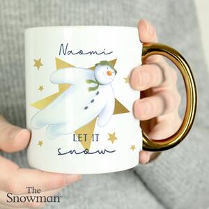 Personalised The Snowman Gold Handled Mug White