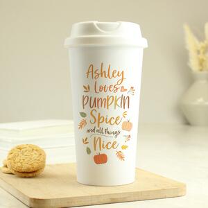 Personalised Pumpkin Spice Travel Mug White