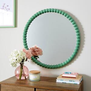 Bobbin Round Wall Mirror Green