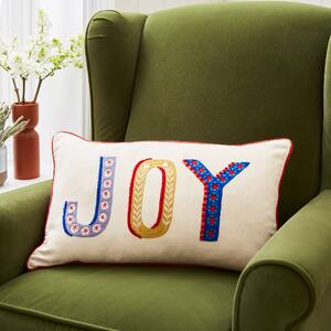 Joy Embroidered Cushion MultiColoured