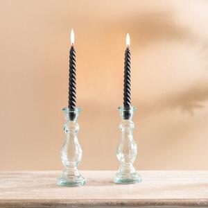 Pack of 2 Twisted Taper Candles, 20cm Black