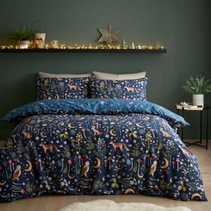Enchanted Twilight Animals Reversible Blue Duvet Cover & Pillowcase Set Blue