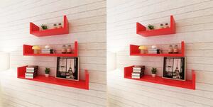 Wall Shelves 6 pcs Red