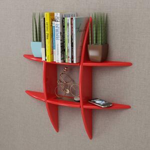 Red MDF Floating Wall Display Shelf Book/DVD Storage