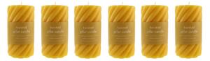 Pack of 6 Twisted Pillar Candles Yellow