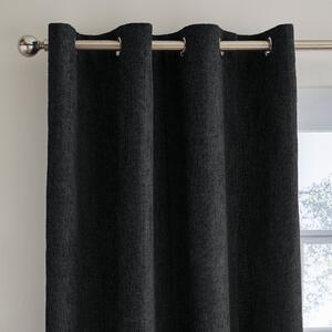 Ensley Chenille Thermal Eyelet Curtains Black