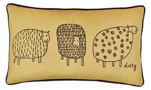 Fusion Dotty Sheep Boudoir 28cm x 48cm Filled Cushion Ochre