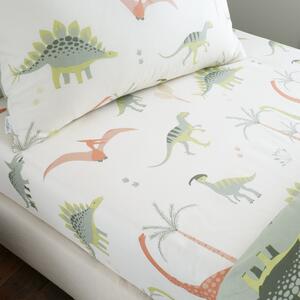 Chapter B Dinosaurs Single Bed Linen Fitted Sheet Natural