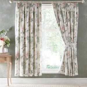 Appletree Heritage Campion Ready Made Pencil Pleat Curtains Green Coral