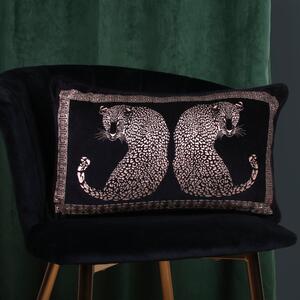 Soiree Leopard Boudoir 30cm x 50cm Filled Cushion Black Gold
