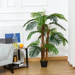 Outsunny 120cm/4FT Artificial Palm Tree Decorative Plant w/ 19 Leaves Nursery Pot Fake Plastic Indoor Outdoor Greenery Home Office Décor
