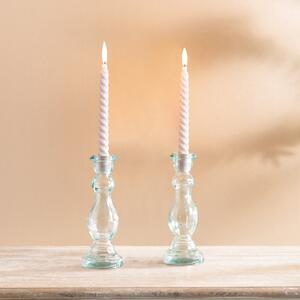 Pack of 2 Twisted Taper Candles, 20cm Grey