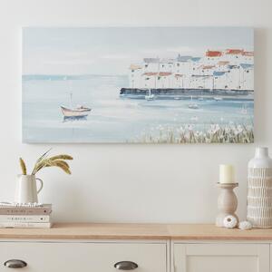 Harbour Scene Canvas 120x60cm Blue/White