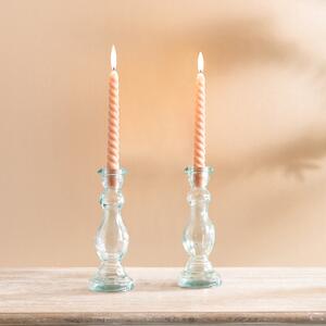 Pack of 2 Twisted Taper Candles, 20cm Brown