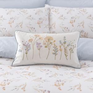 Harriet Embroidered Boudoir Cushion Purple/Brown/White