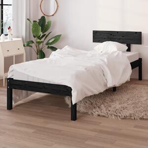 Bed Frame without Mattress Black Solid Wood Pine Single