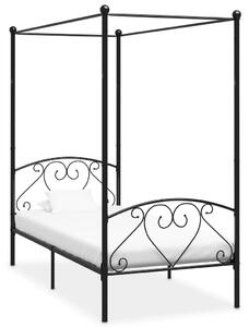 284433 Canopy Bed Frame without Mattress Black Metal 90x200 cm