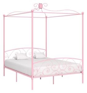 284491 Canopy Bed Frame without Mattress Pink Metal 180x200 cm Super King