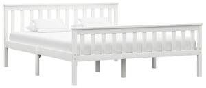 Bed Frame without Mattress White Solid Pinewood 160x200 cm