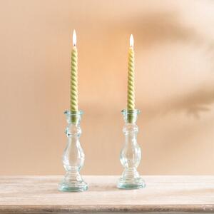 Pack of 2 Twisted Taper Candles, 20cm Green