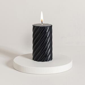 Small Twisted Pillar Candle, 12cm Black