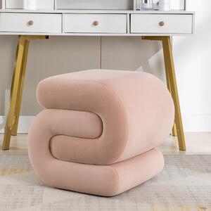 Velvet Ottoman Storage Pouffe Under Desk, S-Shape Wavy Foot Stool, Upholstered Extra Seating, No Assembly Required, 50×46×46 cm, Pink Aosom UK