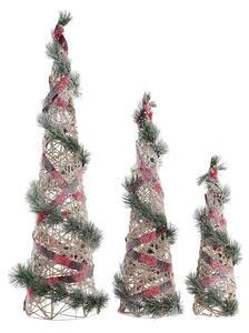 Decoration DKD Home Decor Cones Christmas LED Red Green Natural Snowfall 20 x 20 x 80 cm (3 Pieces)