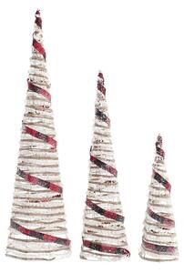 Decoration DKD Home Decor Cones Christmas LED White Black Red Natural Silver 20 x 20 x 80 cm (3 Pieces)