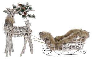 Christmas bauble DKD Home Decor Reindeer White Brown wicker 58 x 30 x 30 cm (3 Pieces)