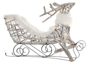 Christmas bauble DKD Home Decor Reindeer and sleigh White wicker Reindeer 75 x 20 x 53 cm