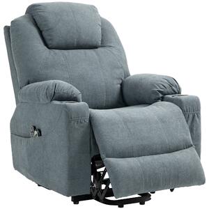 HOMCOM Lift Chair, Quick Assembly, Riser and Recliner Chair with Vibration Massage, Heat, Cup Holders, Charcoal Grey
