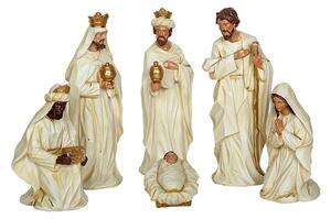 Set of Figures Romimex White Resin 10 x 23 x 8 cm Nativity/Bethlehem 6 Pieces