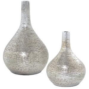 Set of 2 Vases Alexandra House Living Silver Ceramic