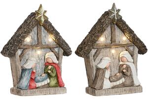 Christmas nativity set Home ESPRIT Green Grey Magnesium 27,5 x 10,5 x 34,5 cm (2 Units)