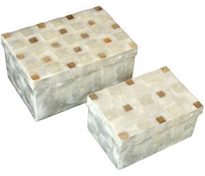 Set of decorative boxes Alexandra House Living Brown Mother of pearl 2 Pieces