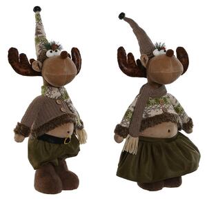 Christmas bauble Home ESPRIT Brown Green Reindeer 25 x 15 x 55 cm (2 Units)