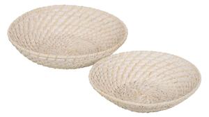 Centerpiece White Bamboo Rattan 35 x 35 x 8 cm (2 Units)